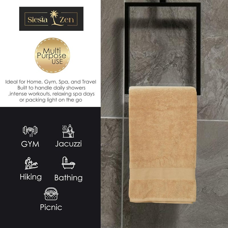 Siesta Zen Premium 100% Egyptian Cotton Bath Sheets - Pack of 2 (Golden Sand, 70x140cm) - Image 3